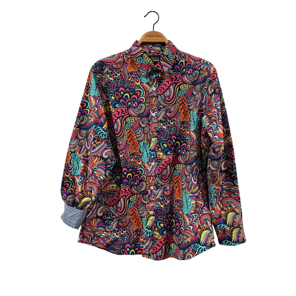 Cremieux Wild Vibrant Fun Patterned Button Down Shirt  Large
